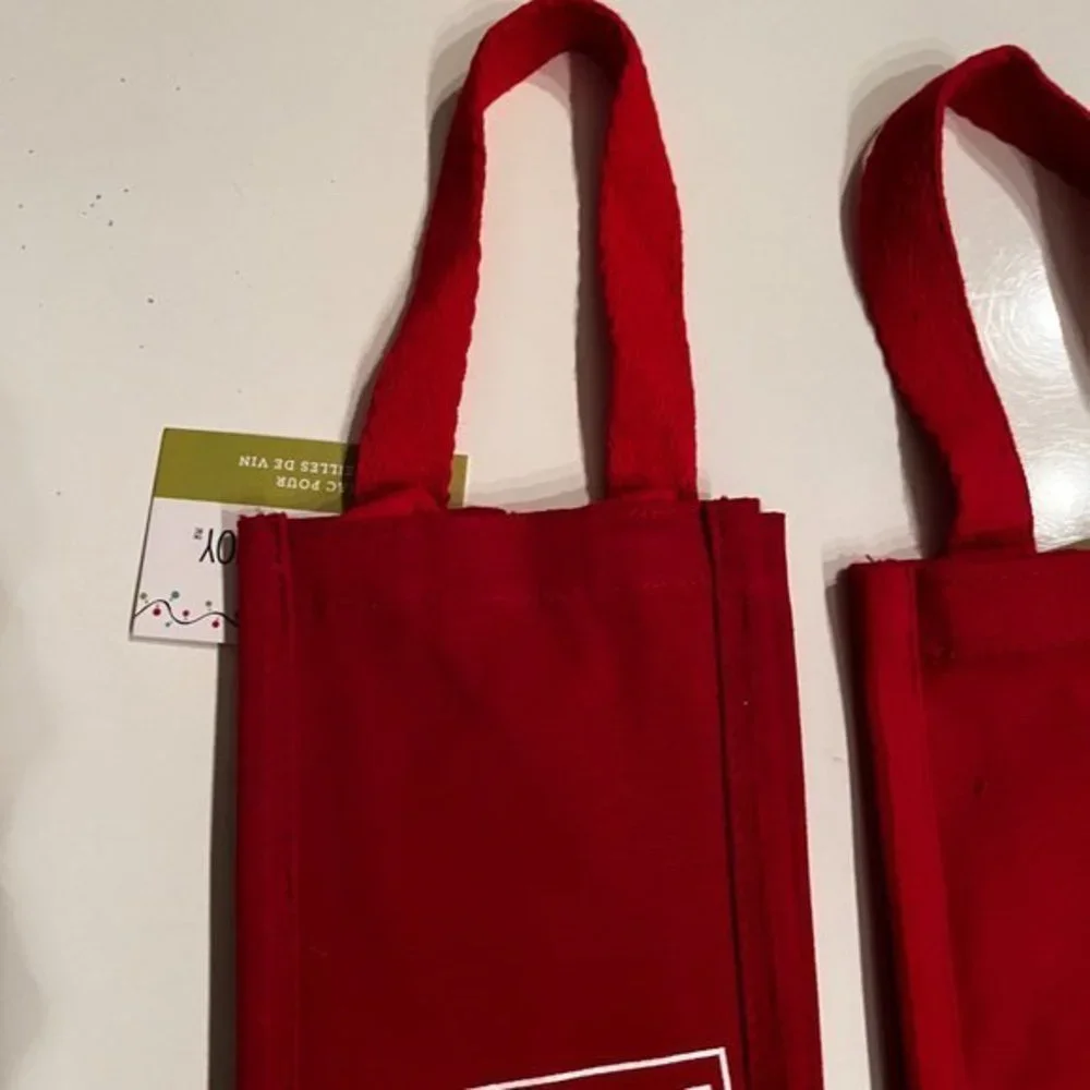 Wine Bags -Set of 3 Red Vanvas– “In Case of Emergency‎ Pull Cork” (New)